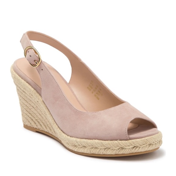 Stuart Weitzman Jean Espadrile Suede Platform Wedge Sandal in Beige - Picture 1 of 9